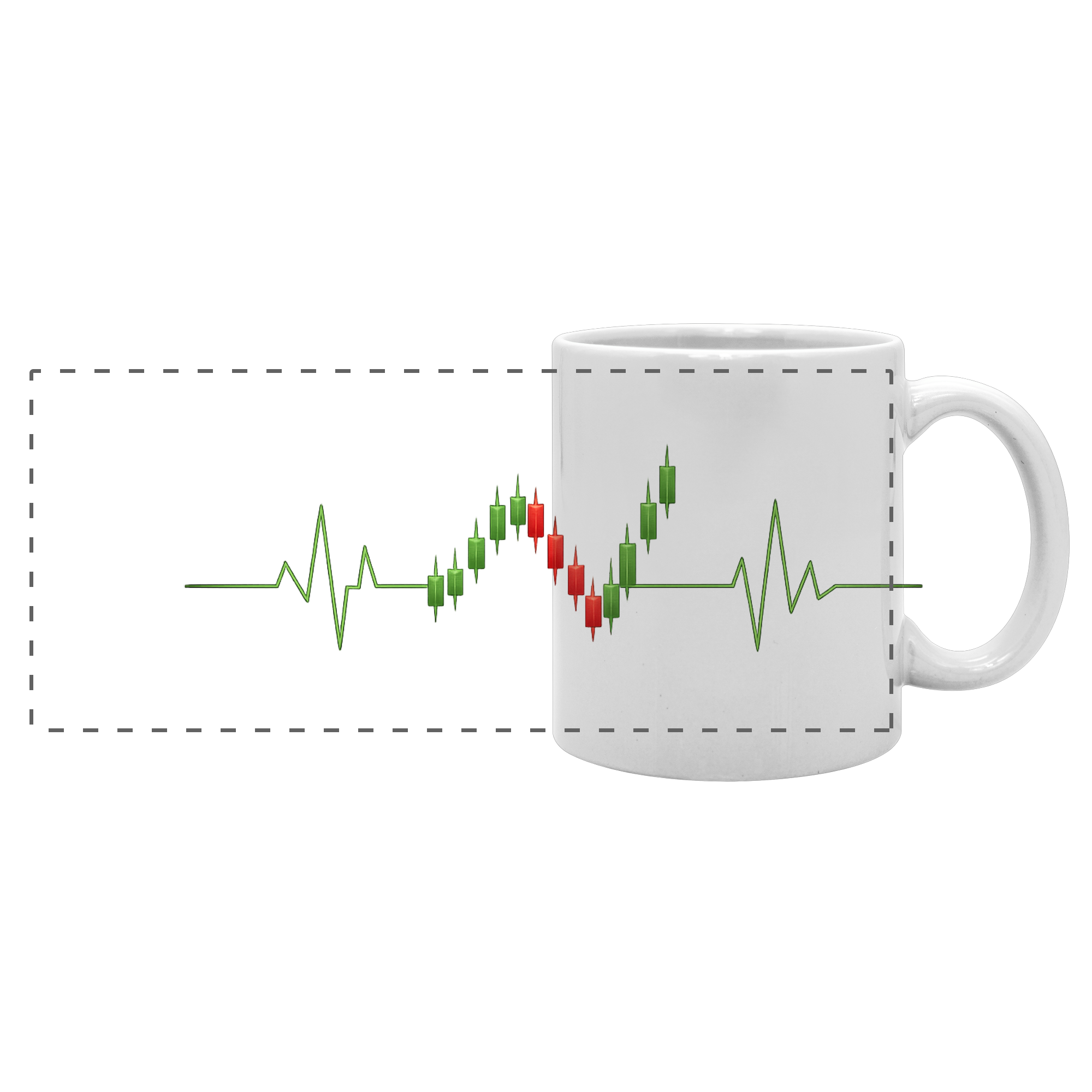 Chartkerzen-Herzschlag - Panorama Tasse - Panorama Tasse